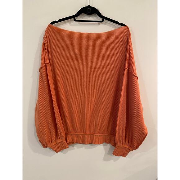 We The Free by Free People Main Squeeze Hacci Sweater Womens Size Medium Orange - Picture 3 of 12
